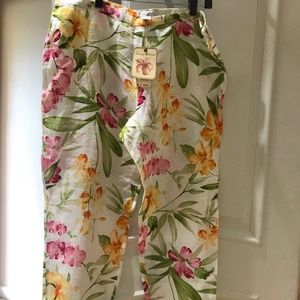 Tommy Bahama Hawaiian Print 100% LINEN Capri Pants